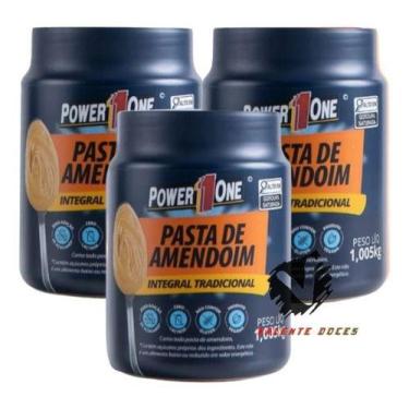 Imagem de Power One Kit 3 Pasta De Amendoim Tradicional Integral 1kg - powerone