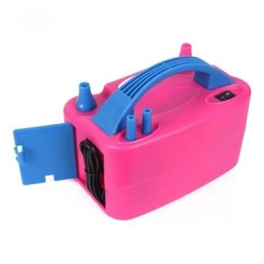 Imagem de Inflador Compressor Elétrico para Balões e Bexigas com 2 Bicos prático e eficiente design compacto encha dois objetos simultaneamente, fácil manuseio para celebrações(Rosa)