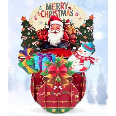 Imagem de Caughttui Cartões de Natal 3D, cartão de Natal pop-up, árvore de Natal de papel e Papai Noel com envelopes