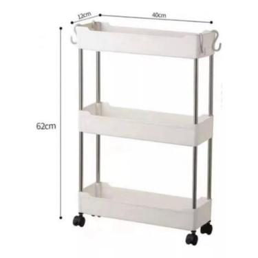 Imagem de Prateleira Carrinho Organizador Multiuso 3 Andares Branco - Rio Home