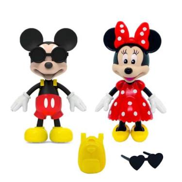 Imagem de Casal de Bonecos Mickey e Minnie com Acessórios 13cm Elka