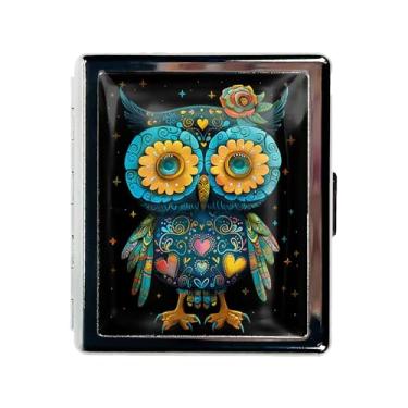 Imagem de Caixa organizadora de comprimidos de metal com espelho – Estojo cromado para comprimidos com 8 compartimentos, recipiente de viagem tamanho de bolso para vitaminas, idosos, uso diário (coruja