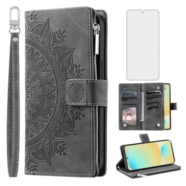 Imagem de Capa de telefone para Samsung Galaxy S25 FE 5G carteira protetora de tela e alça de pulso mandala flor couro flip zíper suporte para cartão de crédito slot celular S 25 EF S25FE 25S 25FE mulheres