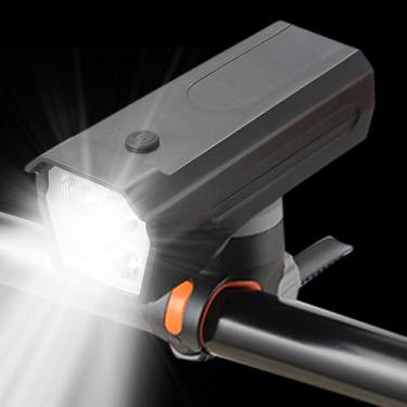 Imagem de Luz de ciclismo – Farol de bicicleta 2 em 1 com buzina – alto brilho, equipamento de iluminação de segurança recarregável por USB para passeios noturnos