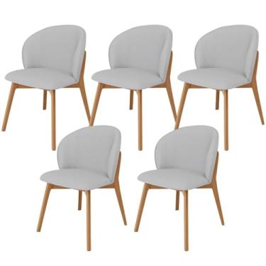 Imagem de Kit 05 Cadeiras de Jantar e Estar Living Estofada Mia L02 Linho Cinza - Lyam Decor