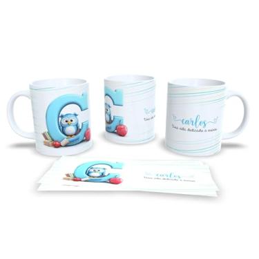 Imagem de Caneca Personalizada Professor com Coruja, Cerâmica Branca, Design Educacional, Uma Vida Dedicada a Ensinar (c)