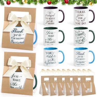 Imagem de LemonRoad 12 conjuntos de presentes de agradecimento de funcionários de Natal Caneca de agradecimento de 340 g com caixas de caneca fita de apreciação inspiradora xícara de café de cerâmica para Natal