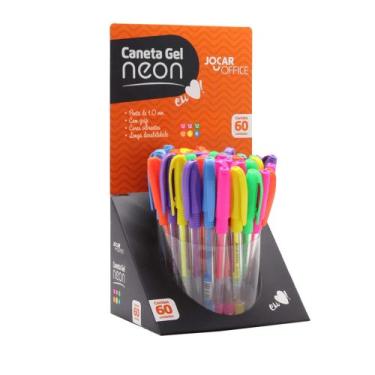 Imagem de Caneta Esferográfica Gel Neon Ponta Media 1.0Mm 6 Cores Display c/ 60 
