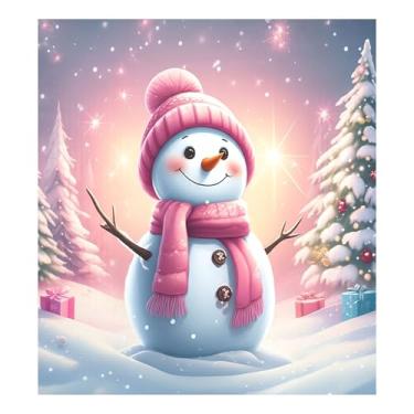 Imagem de SEHANY Capa magnética de boneco de neve de Natal, adesivos magnéticos de decoração de Natal antiarranhões para painel de geladeira, cozinha doméstica, decoração de Natal 58 x 66 cm