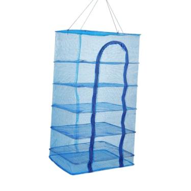 Imagem de kowaku 5 camadas de rede de pesca dobrável de secagem saco de secador pendurado com equipamento com zíper Rede de gaiola de secagem prática para roupas de