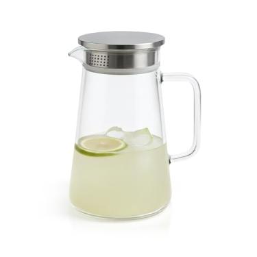 Imagem de jarra vidro tampa inox suco agua filtro inox 1,5L Transparente refesco café