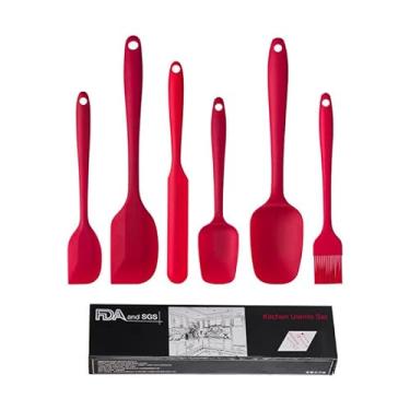Imagem de Conjunto de 6 espátulas, conjunto de utensílios de silicone premium com resistência ao calor para cozinhar e usar na cozinha
