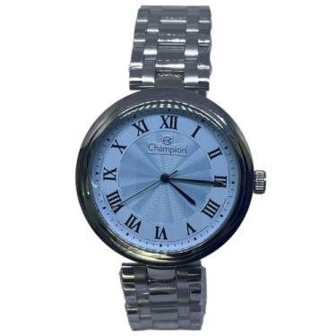 Imagem de Relógio Analógico Feminino CN21461A - Caixa em Metal Prateado e Mostrador Texturizado com Numerais Romanos com acabamento Guilloché, Vidro Cristal Mineral e Resistência à Água de 5 ATM