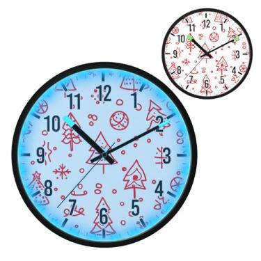 Imagem de Blueangle Relógio de parede LED que brilha no escuro e ativado por voz, design silencioso de árvore de Natal de 30,5 cm, funciona a bateria para decoração de quarto e sala de estar (177)