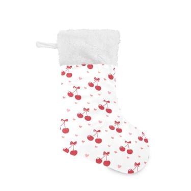 Imagem de GakkiGii Linda meia de Natal cereja grande, decoração de Natal para pendurar na parede da árvore da lareira, 45 x 31 cm