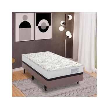 Imagem de Cama Box Conjugada Solteiro Herval Roma Ortopédico com Pillow Top e Tecido Poliéster 53x88x188 cm - Marrom/Bege/Branco