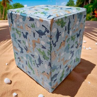 Imagem de Puff Banqueta Quadrado Cubo Decorativo Courino E Suede Dinossauro Courino