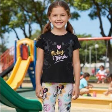 Imagem de Conjunto Infantil Feminino Mickey e Minnie – Blusa Preta + Bermuda Estampada - Malwee Kids-Feminino