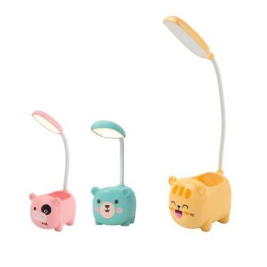 Imagem de Luminária animais infantil abajur led com suporte para celular escriva