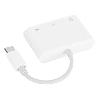 Imagem de SUNGOOYUE Leitor de Cartão de Câmera USB, Tipo C Compatível Com Dispositivos e IOS, Adaptador de Cartão de Memória Portátil ABS Branco para Fotos e Vídeos