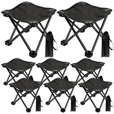 Imagem de Weysat Banqueta de acampamento pequenos bancos dobráveis para adultos mini cadeira dobrável portátil ao ar livre assento portátil acampamento descanso de pé com bolsa de transporte para caça, pesca, caminhadas, 28 x 28 x 28 cm (preto, 8 peças)