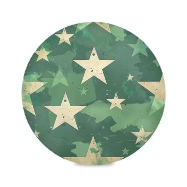 Imagem de Wassud Jogo americano estrelas verdes tapetes de mesa redondos para cozinha e jantar tapetes laváveis resistentes ao calor decoração de mesa 39 cm