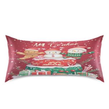 Imagem de Wassud Fronha de cetim para cabelo e pele lindos personagens de desenhos animados de Natal capas de travesseiro de seda macia king size respiráveis com fecho de envelope