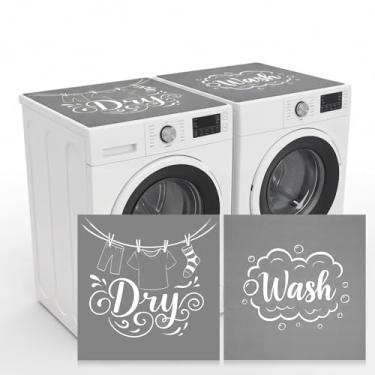 Imagem de 2 peças de capas de lavadora e secadora para a parte superior, 78 cm x 68 cm de borracha de diatomita e topo de secadora à prova de poeira, antiderrapante, secagem rápida para lavanderia e cozinha