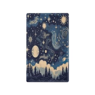 Imagem de Wassud Placa de cobertura para interruptor de luz de estrelas e lua com nuvens, capas de tomadas duplas, placa de parede, decoração de casa, sala de estar, quarto, decoração