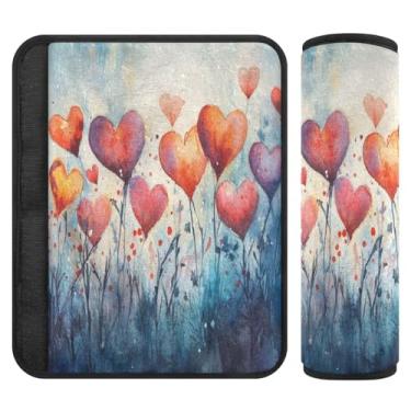 Imagem de Burbuja Capa para cinto de segurança de carro Valentine Hearts Protetor de cinto de segurança de carro macio confortável para alça de ombro de assento de carro, 1 par médio