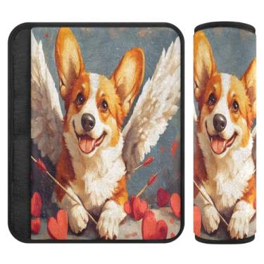 Imagem de Burbuja Capa de cinto de segurança de carro para cães Cupido Valentine Protetor de cinto de segurança de carro macio confortável para alça de ombro de assento de carro, 1 par pequeno