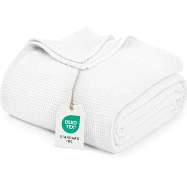 Imagem de Utopia Bedding Cobertor de waffle branco [Queen - 227 x 237 cm] Cobertor de cama macio leve e respirável de mistura de algodão para todas as estações, mantas de luxo para cama, sofá e sofá