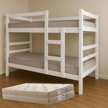 Imagem de Beliche Solteiro Resistente Vira Duas Camas Completa Com Colchões D33 