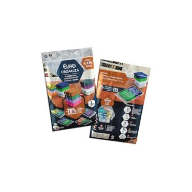 Imagem de Saco Organizador a Vácuo M, 60x80cm, PVC Transparente, Redução de Volume 80%, com Zíper Hermético, 1 Unidade