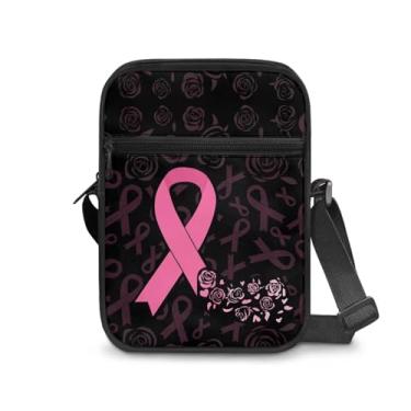 Imagem de CLOHOMIN Bolsa mensageiro para mulheres pequena bolsa tiracolo masculina bolsa tiracolo para chave óculos organizadores de cartões de crédito presentes de férias, Fita rosa