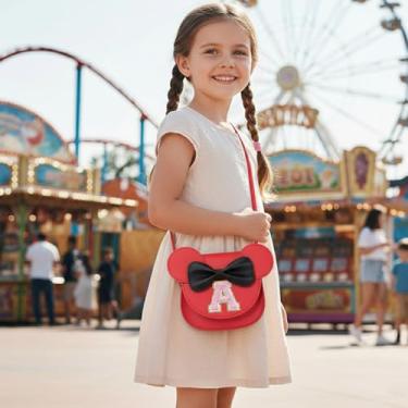 Imagem de Mini bolsa transversal com letra A e laço decorativo bolsa de ombro ajustável para mulheres, viagens, festa, uso diário, Vermelho, Medium