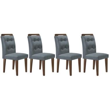 Imagem de Cadeira Sala De Jantar Imperatriz Madeira Kit 4 Un Capuccino - Veludo Grafite - Rufato