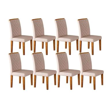 Imagem de Conjunto: Mesa Sala Jantar Jade Kit 8 Un Imbuia/Veludo Creme - Rufato