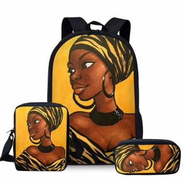 Imagem de Conjunto de mochilas Lafro Lady Satchel African Girl Anime 3 unidades