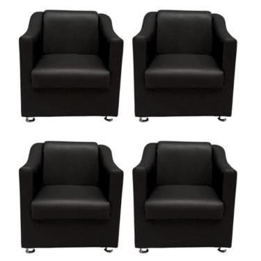 Imagem de Kit 4 Poltronas Decorativas Sofia Para Recepção Salão Consultório Corino Corano Bege