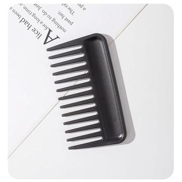 Imagem de Mini pente de dentes largos para cabelos cacheados e grossos, pente portátil de bolso de viagem para homens e mulheres (preto)