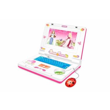 Imagem de Laptop Infantil Educativo de Brinquedo com Mouse, Teclado Colorido, Rosa e Branco