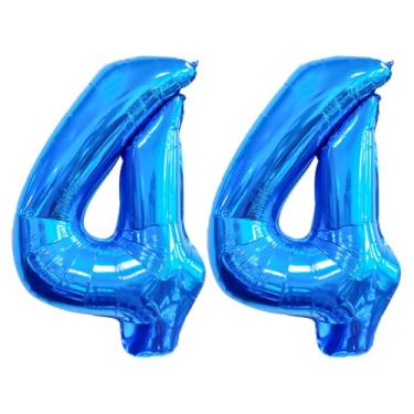 Imagem de GFIURNJVVBJH Balão de alumínio com 44 números, número 81 cm, balão gigante para decoração de festa de aniversário de 44 anos, casamento, formatura, celebração, festa, azul, 44