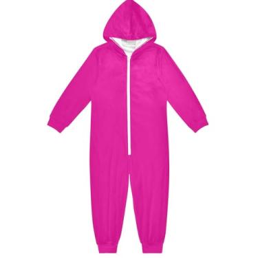 Imagem de Macacão de luxo roxo para crianças, macacão com capuz, fantasia de cosplay de Halloween, roupa de casa para meninos e meninas, 5-14 anos, Rosa magenta, 7-8 Anos
