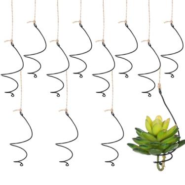 Imagem de DOPENSPI 6 conjuntos de suportes de plantas de ar suspenso, cabides ajustáveis para plantas de ar com cordas de juta, recipiente de exibição de suculentas sem solo, suporte de planta de ar para