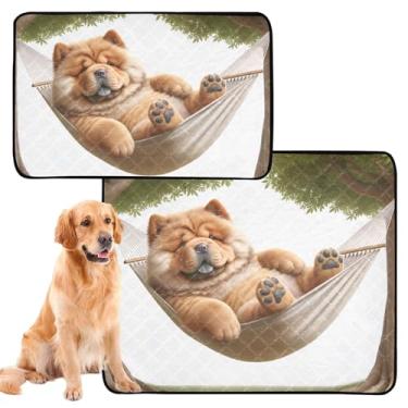 Imagem de Almofadas de xixi para cães Chow Chow Chow, laváveis e reutilizáveis para gatos, tapete bonito à prova d'água, antiderrapante, absorvente para cães, almofadas de penico, médio + grande, conjunto de 2