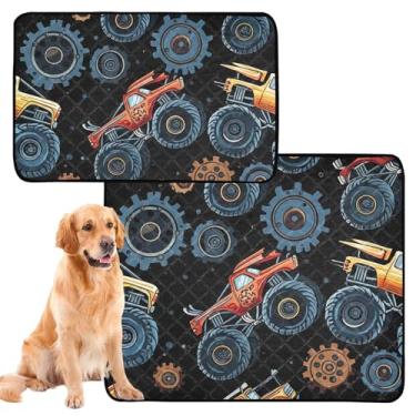 Imagem de TSENQUE Tapetes laváveis para cães à prova d'água para caixote Monster Trucks Gear Black Pets Almofada de xixi para gatos absorventes almofadas de treinamento para penico, pequeno x pacote com 3