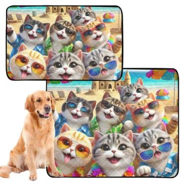 Imagem de Almofadas de xixi laváveis para animais de estimação, reutilizáveis, almofadas para animais de estimação, fofas, gatinhos, engraçadas, absorventes e à prova d'água, tapete de cercadinho para cães