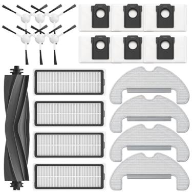 Imagem de HUIZHEN Kit de peças de reposição para aspirador de pó robô Dreame D10 Plus Gen 2 RLD32GD acessórios, 1 x escova principal, 6 x escovas laterais, 4 x filtro Hepa, 4 x esfregão e 4 sacos de pó de 4,0 L