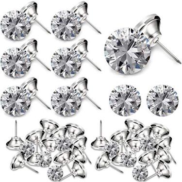 Imagem de 60 peças de enfeite de cristal, botões de estofamento de cristal, enfeites de cristal, pinos decorativos com cabeça de cristal, botões de imitação de diamante para costura, decoração DIY (16 mm)